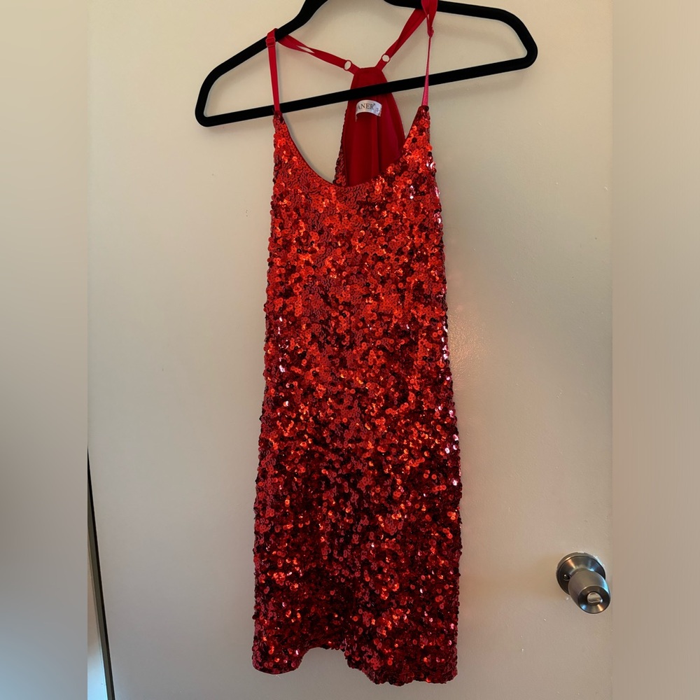 Red sequin dress